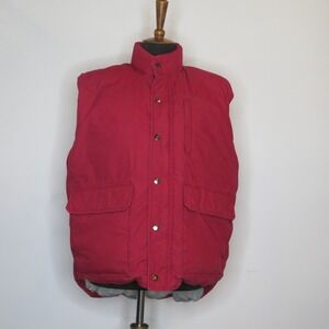 Orvis Vintage Men's L Red Goose Down Zip Snap Puffer Vest Jacket